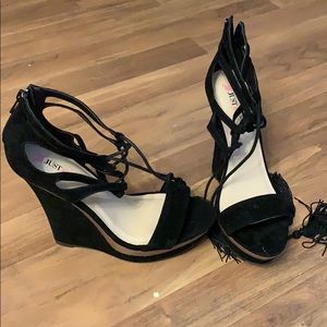 Just Fab Black Wedge Heels